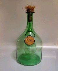 Vintage Italian Blown Green Glass Demijohn Wine DECANTER Ice Jug Chamber