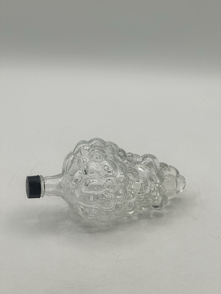 Vintage Art Glass Pressed Wine Flask Grape Cluster Screw Top Lid Turkey