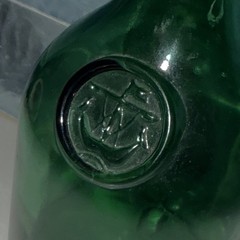 Antq CROFT Port Wine Bottle Embossed Nautical Ship Emerald Green Glass c.1900