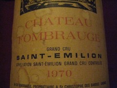 CHATEAU FOMBRAUGE SAINT EMILION 1970 EMPTY BOTTLE CAST IRON STAND GALLON? 24&Prime; L