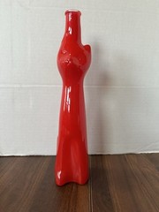 Red Happy Cat Glass Wine Bottle 13 in. Collection Fun Cats! 🐱