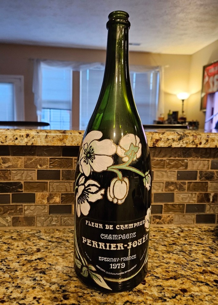 Vintage 1979 Perrier-Jouet Fleur De Champagne 1.5lt Wine Bottle Empty Painted