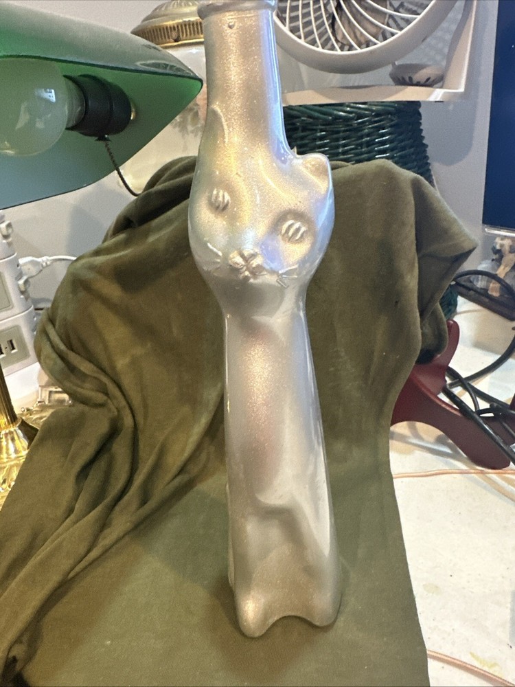 SILVER 2014 RHEINHESSEN GERMANY RIESLING EMPTY HAPPY CAT BOTTLE 13&Prime; TALL