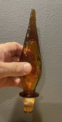 Vintage 22&Prime; MCM 1960s Italy Rossini Empoli Amber Crinkle Genie Decanter Bottle 3