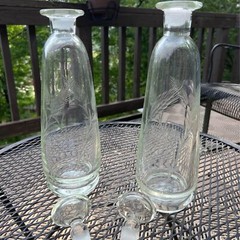 Vintage Glass Wine/Liquor Bottles (pair)