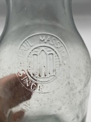 Clear Glass Wine Carafe 10&Prime; Vintage Paul Masson Since 1852, building on front