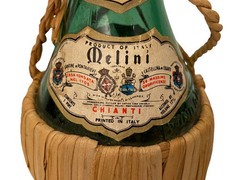 Vintage 1966 Italian Melini Chianti Wicker Wrapped One Pint Wine Bottle Empty