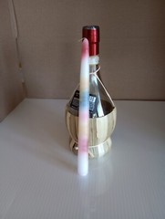 Wine Bottle Woven Rattan Raffia Drip Candles, 1 candle, Hippie, 1970&rsquo;s Vintage