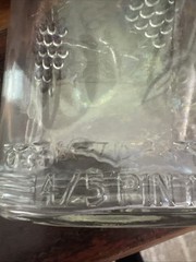 Vintage Clear Glass Wine Bottle Embossed Grape & Wine Motif 4/5 Pint