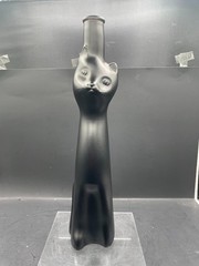 Happy Cat Shaped Mosel Riesling Satin Black Wine Bottle Decanter Vase 2011