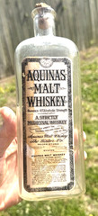 XXX RARE ANTIQUE AQUINAS MALT WHISKEY PAPER LABEL LABEL EMPTY BOTTLE !