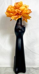 Happy Cat Riesling Matte Black Wine Bottle EMPTY Halloween Cat Decor