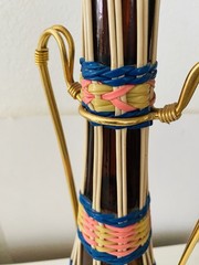 MCM Viresa Plastic Scoubidou Woven Wicker Demijohn Wine Bottle with Handle