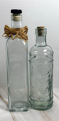 Wine Bottles Set (2) Green Wine Bottle Decanter with Cork Lids