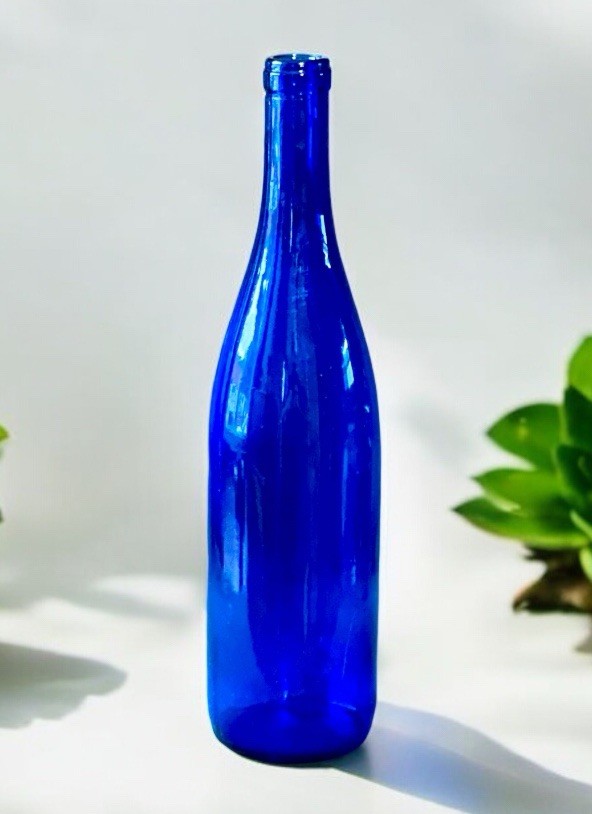 Cobalt Blue Glass Wine Bottle Decorative Empty 750 ml Craft Home Brew 12&Prime; Clean!
