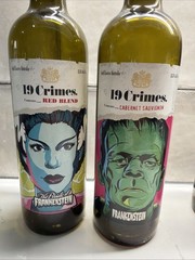19 Crimes Universal Monsters Glow Wine Bottles Frankenstein, Bride & the Mummy