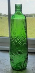 Vintage Ripple Gallo Flavor Guard Emerald Green Glass Wine Bottle 4/5 QT