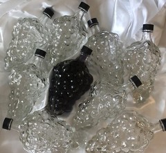 9 Vintage Clear Glass Grape Bunch Bottle W/Lid Made Turkey Holds one cup liquid