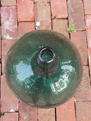 Vintage Green Glass Demijohn Bottle