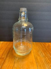 Vintage Clear Glass Wine Bottle with Handles One Half Gallon Textured Grape Desi