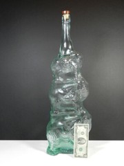 Vintage Green Glass Elephant Bottle Italy