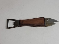 Vintage Stainless Steel Wood Fish Bottle Openener « Bermuda »