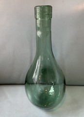 Vintage Hand Blown Aqua-Green Glass Round Bottom Wine Bottle