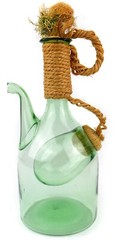 Vintage Wine Decanter with Ice Chamber Green Hand Blown Glass Straw Corks