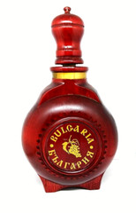 BULGARIAN Wooden Wine Bottle Decanter w/ Top & Stopper, 10-1/4&Prime; Tall