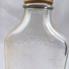 Clear Glass Gallo Wine Bottle Vintage Flask Metal Lid 2/5 Pint