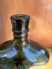 Hand Blown Dark Green Glass Wine Bottle