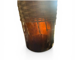 Vintage Wicker Rattan Demijohn Wine Whiskey Bottle – Brown Amber Glass Decor 16”