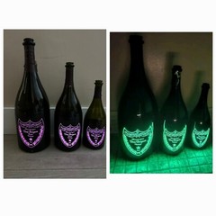 6 EMPTY dom perignon Bottle LUMINOUS 3 DIFERENT SIZE 3LT , 1.5 LT , 750 ML