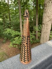 Vintage Plastic Wicker Wrapped Wine Bottle Decoration