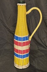 Vintage Viresa Plastic Wicker Wrapped Wine Bottle Carafe MCM Retro Tiki Barware