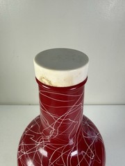 Vintage 1956 Welch’s Refreshment Wine Bottle Drizzled Spaghetti Design Red Glass