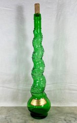 Vtg Emerald Green Empoli style Swirl Chiant Bottle 17” Tall Italy