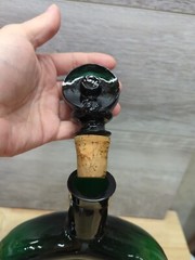 Vintage French Emerald Green Wine Bottle With Stopper