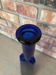 Cobalt Blue Triangle Vintage 17 » tall wine or water bottle w/glass cork stopper