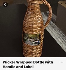 Vintage Wrapped wicker bottle, 3.5 inches tall