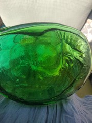 Vintage Italian SNAIL BOTTLE 3 liter Green Glass Wine 32” Tall Chanti Imports