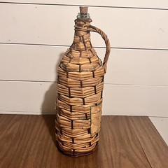Achaia Clauss Retsina Wicker Wine Bottle 17” Greece Vintage