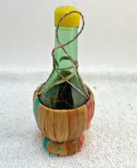VTG Michelangelo Chianti Mini Wine Salt Shaker Raffia Bottle 5.5&Prime;t Empty