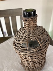 Vintage Demijohn Wicker Wine Bottle 12” Tall
