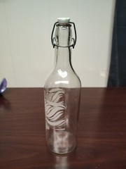 LE VIN Vintage French Wine Glass Bottle With Porcelain Stopper; ART NOUVEAU