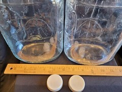 Vintage Rare Embossed Half Gallon Little Amana Glass Wine Jug(2) With Lids