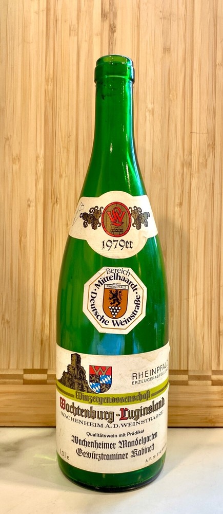 Vintage 1979 German Wine Bottle Wachenheimer Mandelgarten Gewürztraminer Kabinet