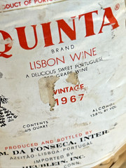 Vintage 1967 Wicker Wrapped Portugal QUINTA Lisbon Wine Bottle Empty