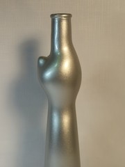 Happy Cat Vase Silver 2015 Mosel Riesling Germany Empty Wine Bottle