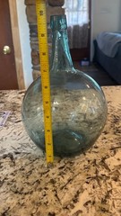 Vintage Hand-blown Aqua Glass Demijohn Carafe Wine Bottle/Bonbonne